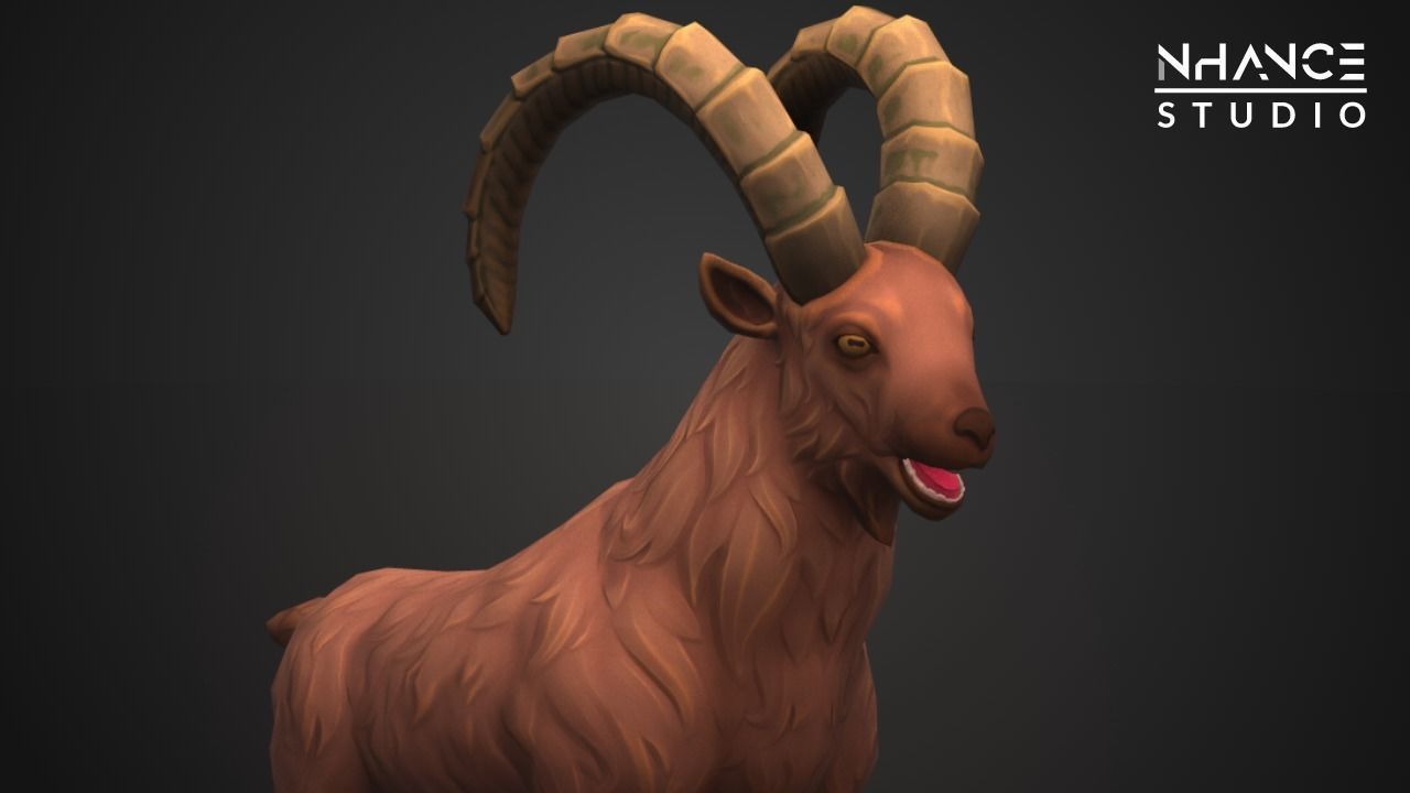 Stylized Wild Goat Low-poly 3D model_2