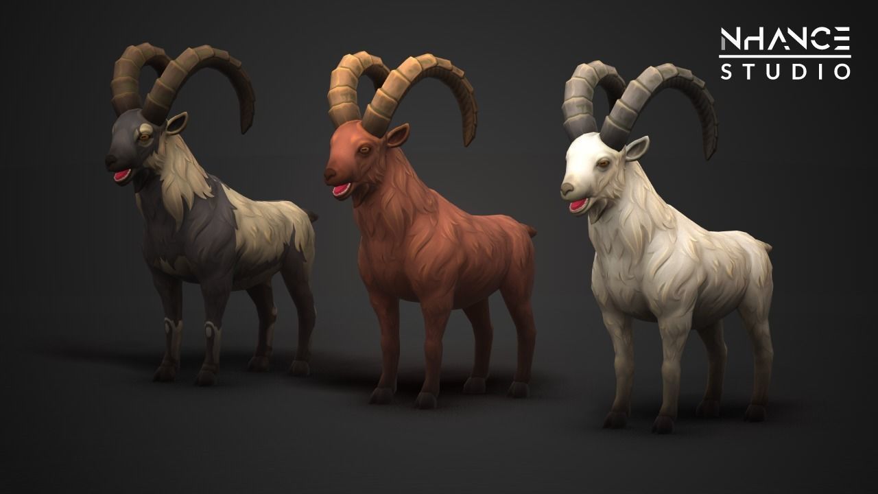 Stylized Wild Goat Low-poly 3D model_3