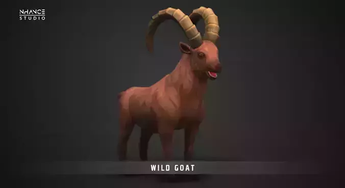 Stylized Wild Goat Low-poly 3D model