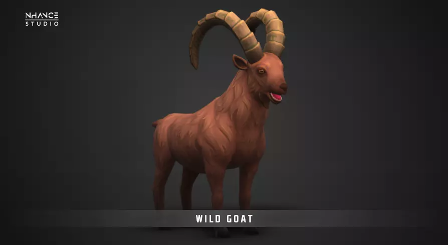 Stylized Wild Goat Low-poly 3D model_0