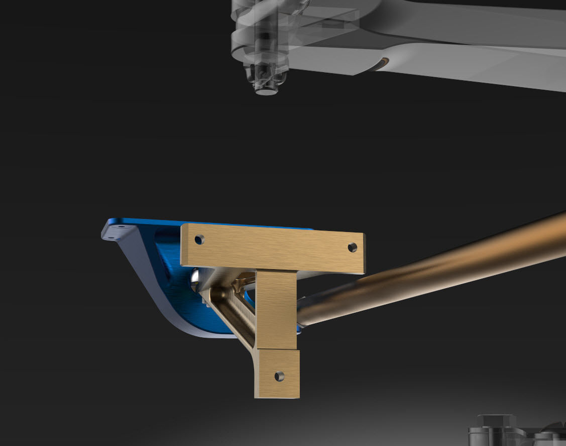 P-51D Mustang Rudder Lower Hinge and Connecting Control Rod 3D print model_4