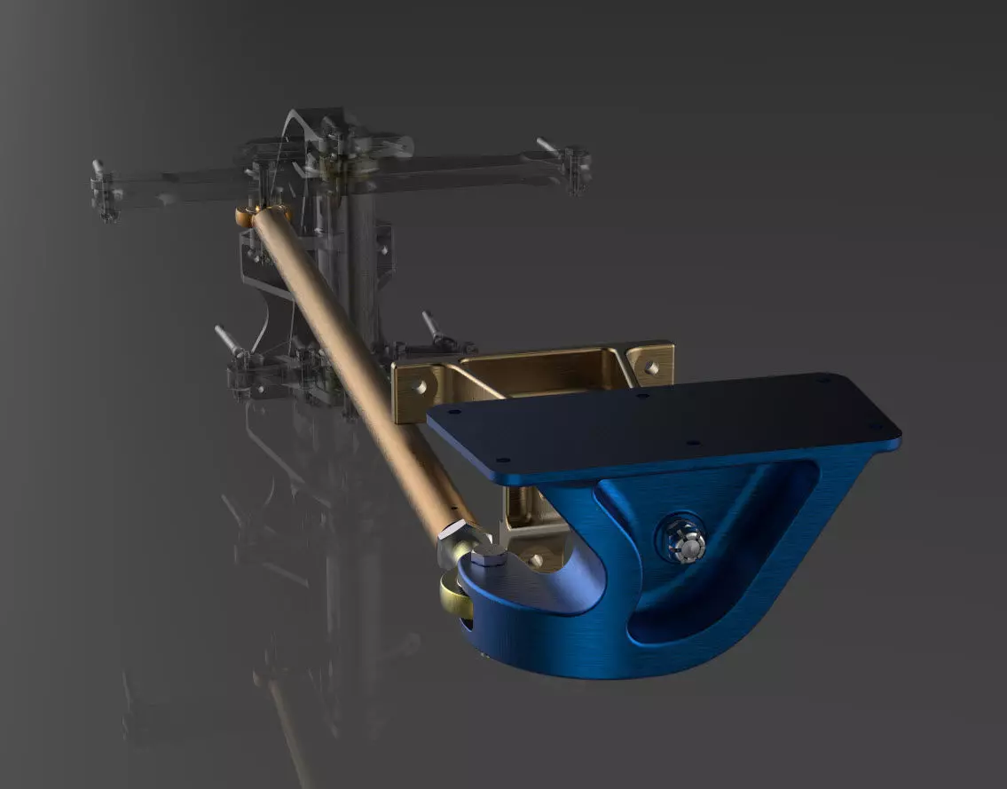 P-51D Mustang Rudder Lower Hinge and Connecting Control Rod 3D print model_0