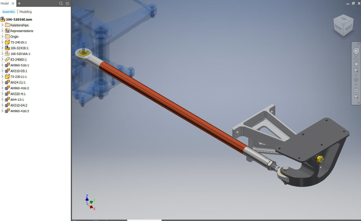 P-51D Mustang Rudder Lower Hinge and Connecting Control Rod 3D print model_3