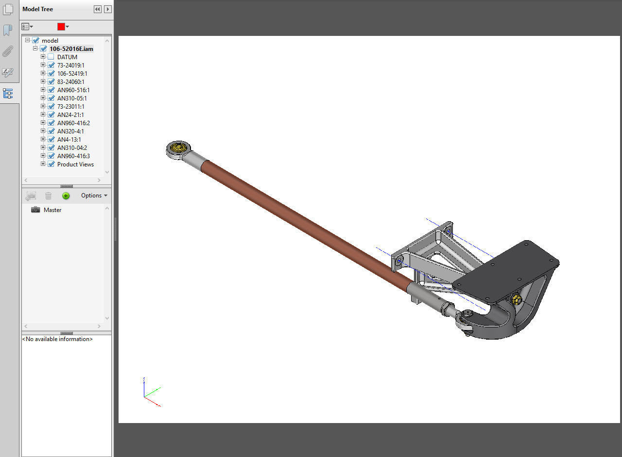 P-51D Mustang Rudder Lower Hinge and Connecting Control Rod 3D print model_2