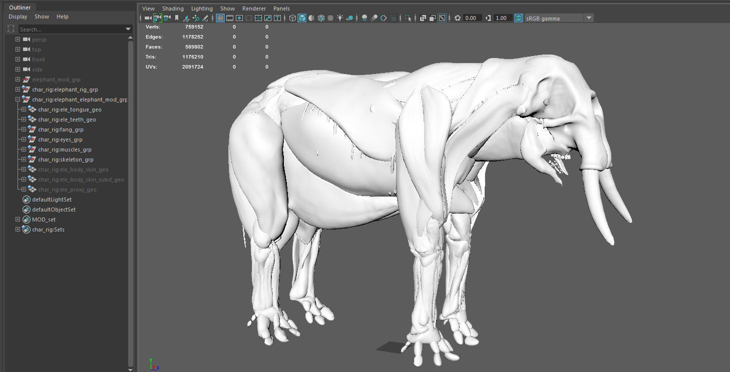 Elephant with tusks 3D model_12