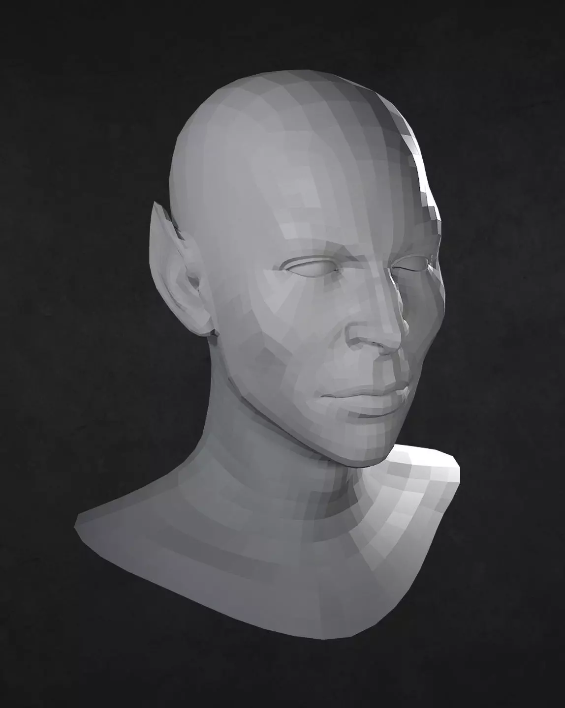 Male Elf head Low-poly 3D model_0