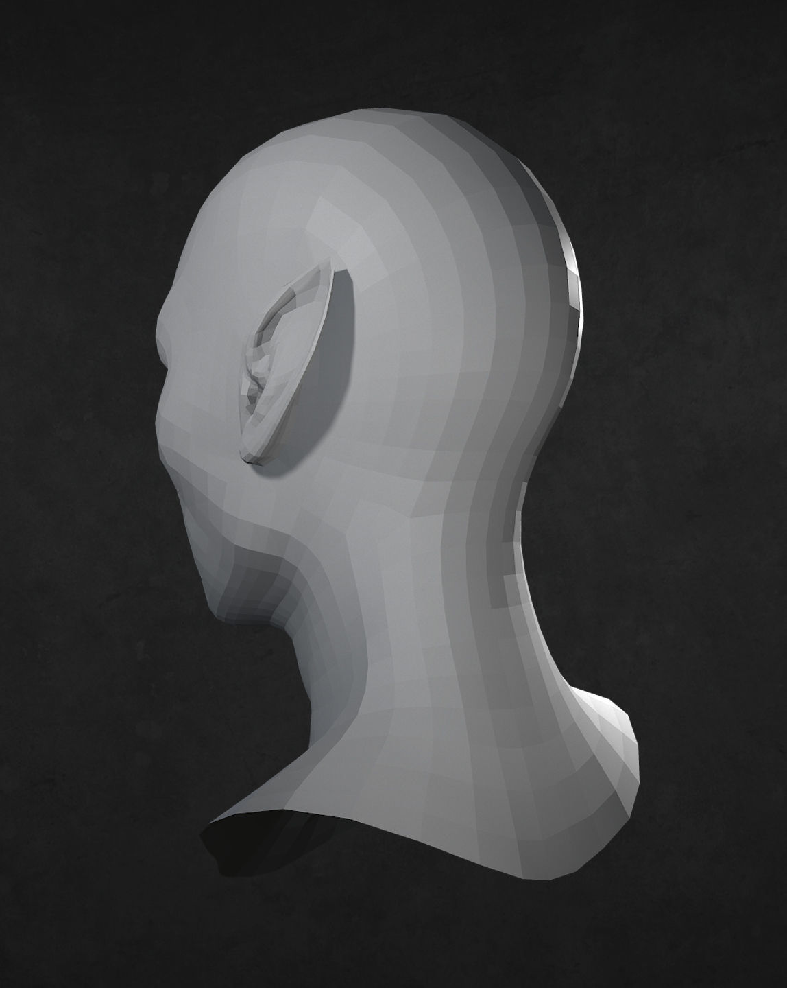 Male Elf head Low-poly 3D model_6