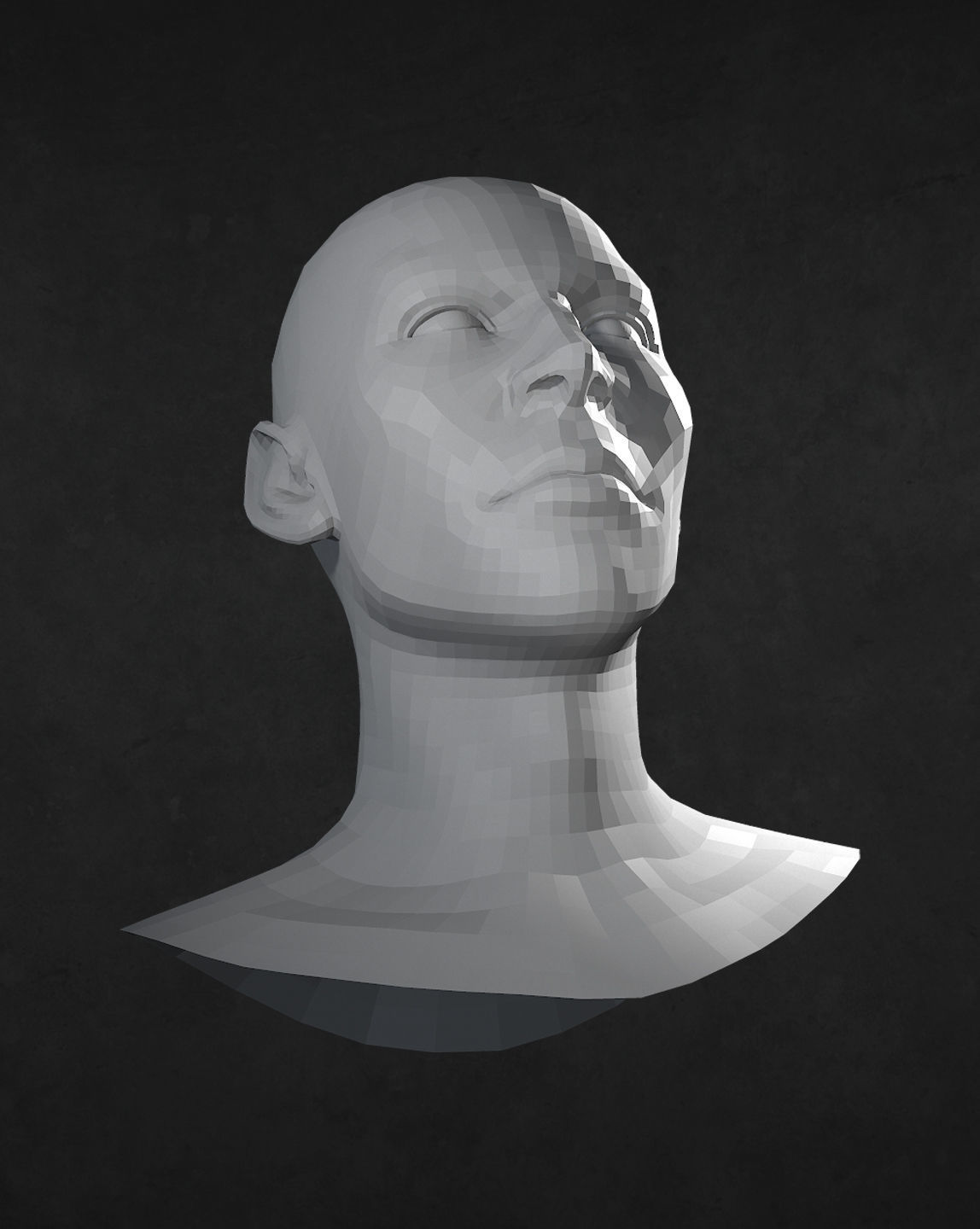 Male Elf head Low-poly 3D model_4