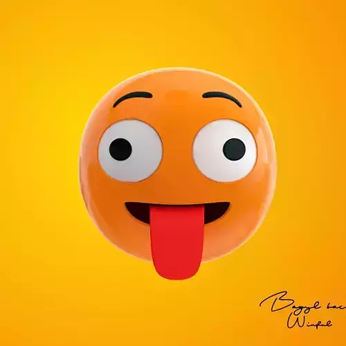 Emoji Cross Eye With Tongue Sticking Out Low-poly 3D model