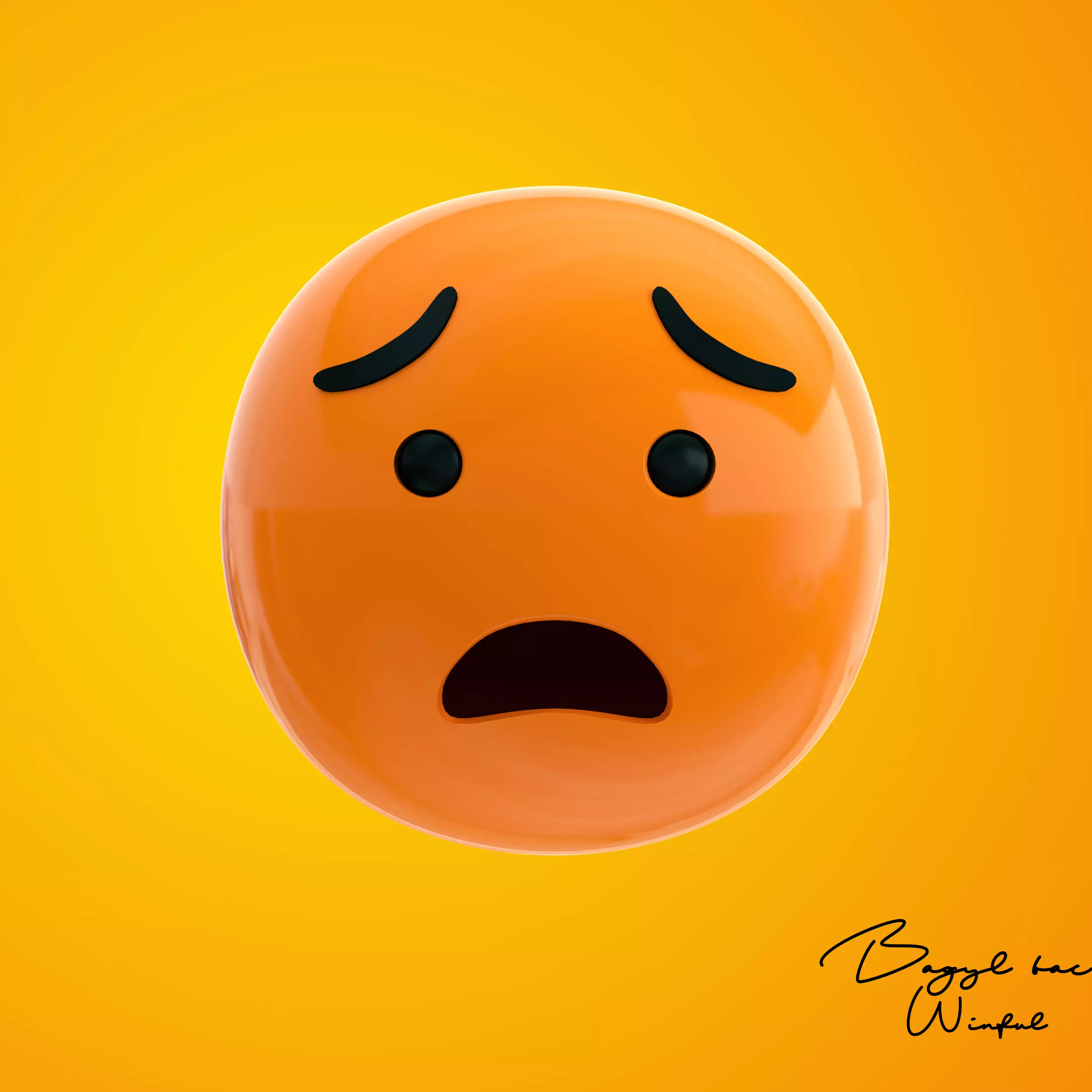 Emoji Anguished Face 3D model