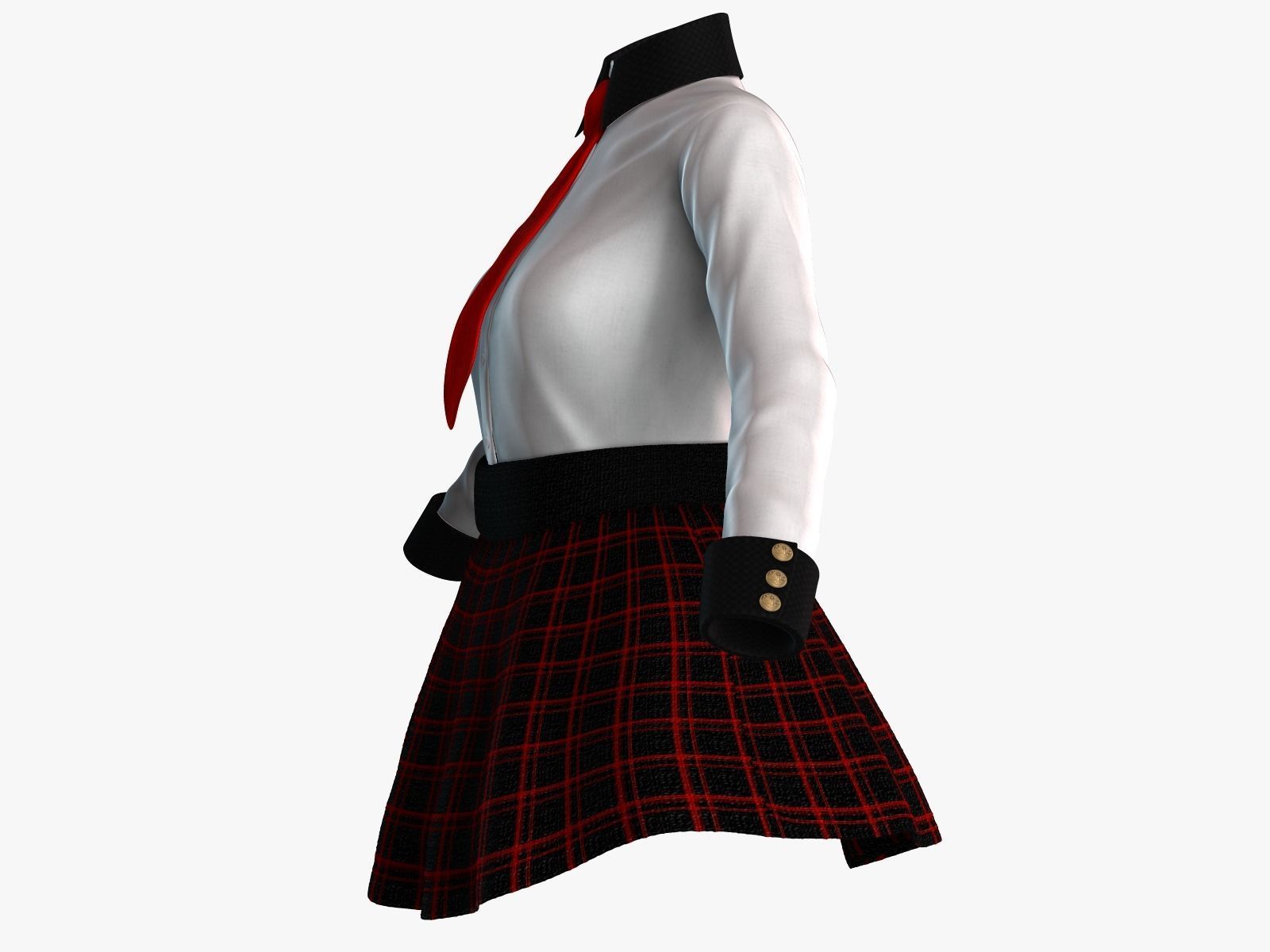 Scool Girl costume Low-poly 3D model_8