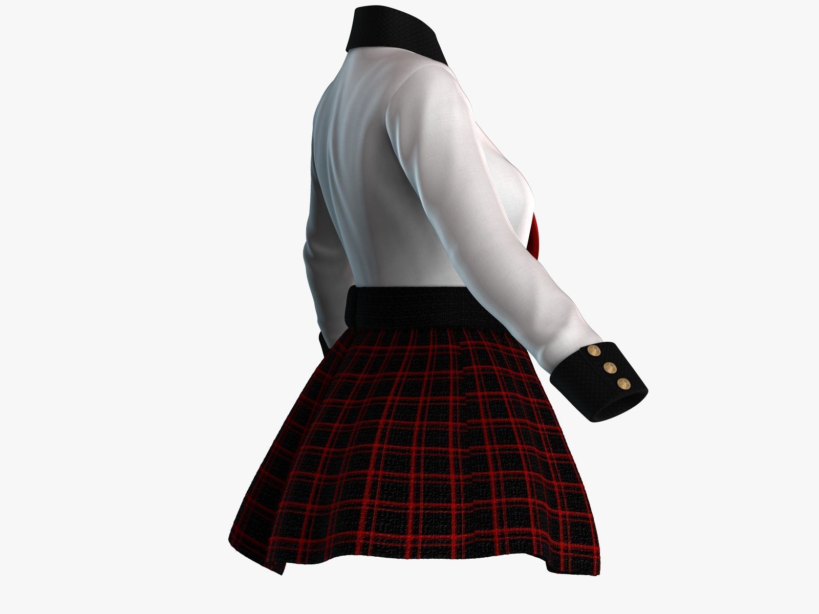 Scool Girl costume Low-poly 3D model_14