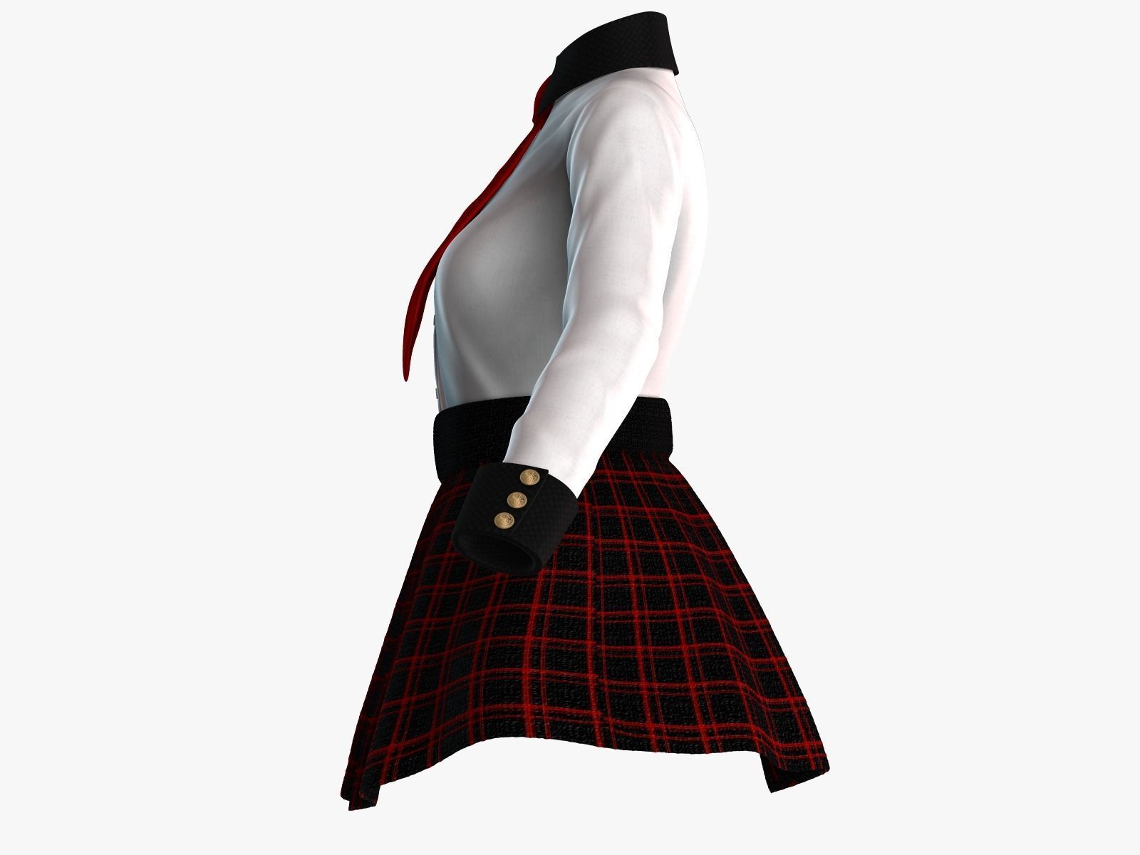 Scool Girl costume Low-poly 3D model_9