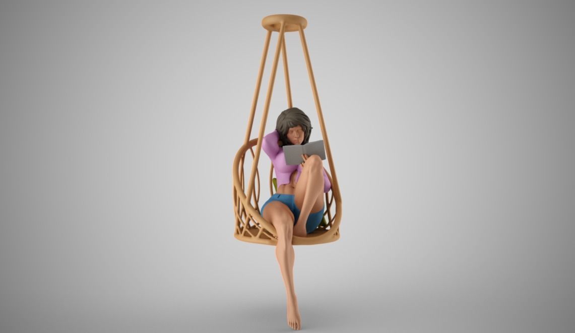Girl on Hammock Seat 3D print model_6