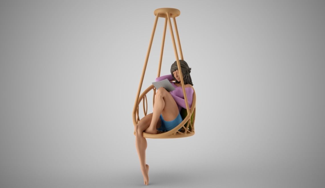 Girl on Hammock Seat 3D print model_5