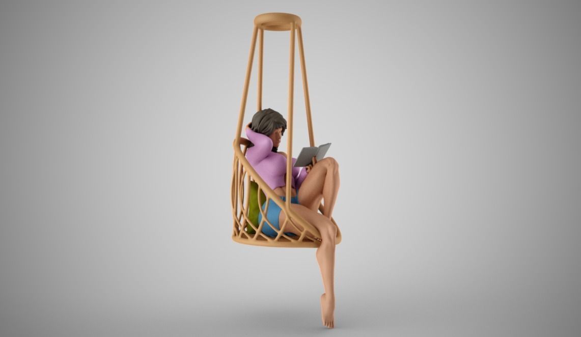 Girl on Hammock Seat 3D print model_7