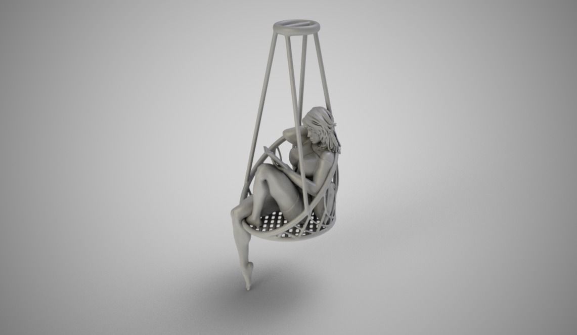 Girl on Hammock Seat 3D print model_1