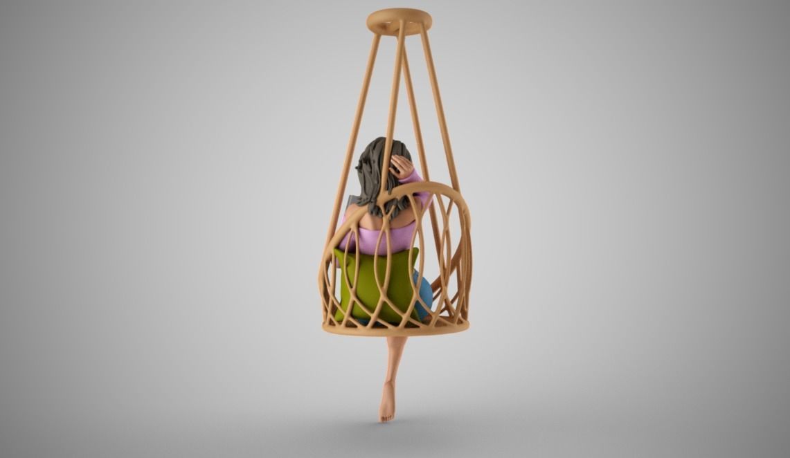 Girl on Hammock Seat 3D print model_10