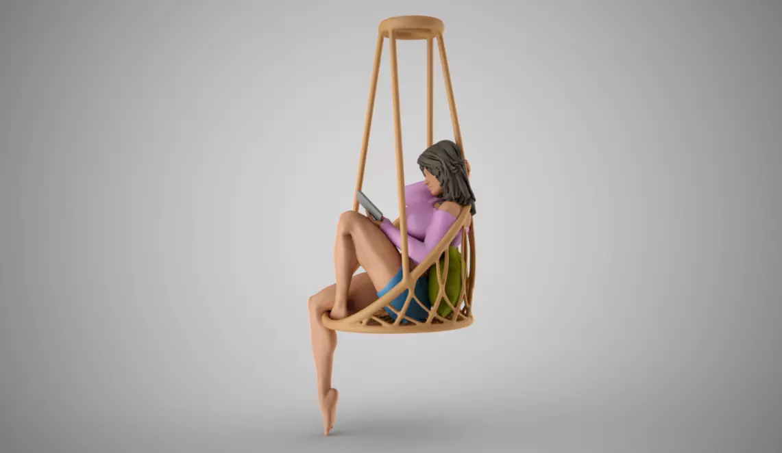 Girl on Hammock Seat 3D print model_0