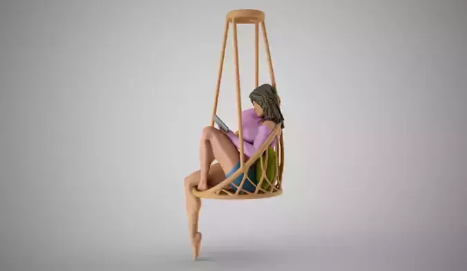 Girl on Hammock Seat 3D print model