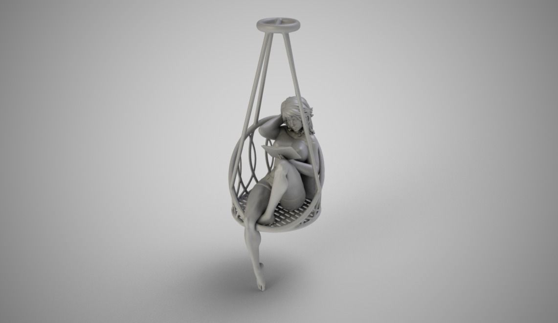 Girl on Hammock Seat 3D print model_2