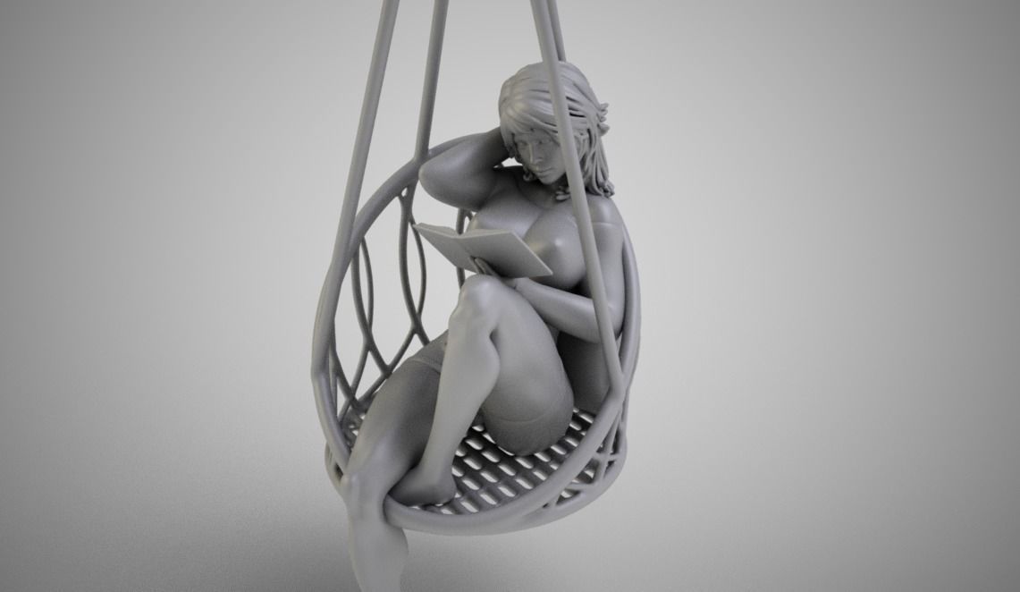 Girl on Hammock Seat 3D print model_3