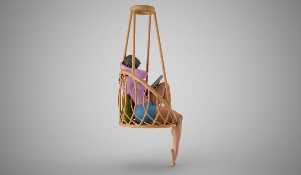 Girl on Hammock Seat 3D print model_8