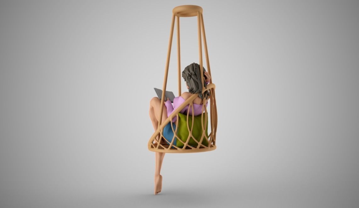 Girl on Hammock Seat 3D print model_11