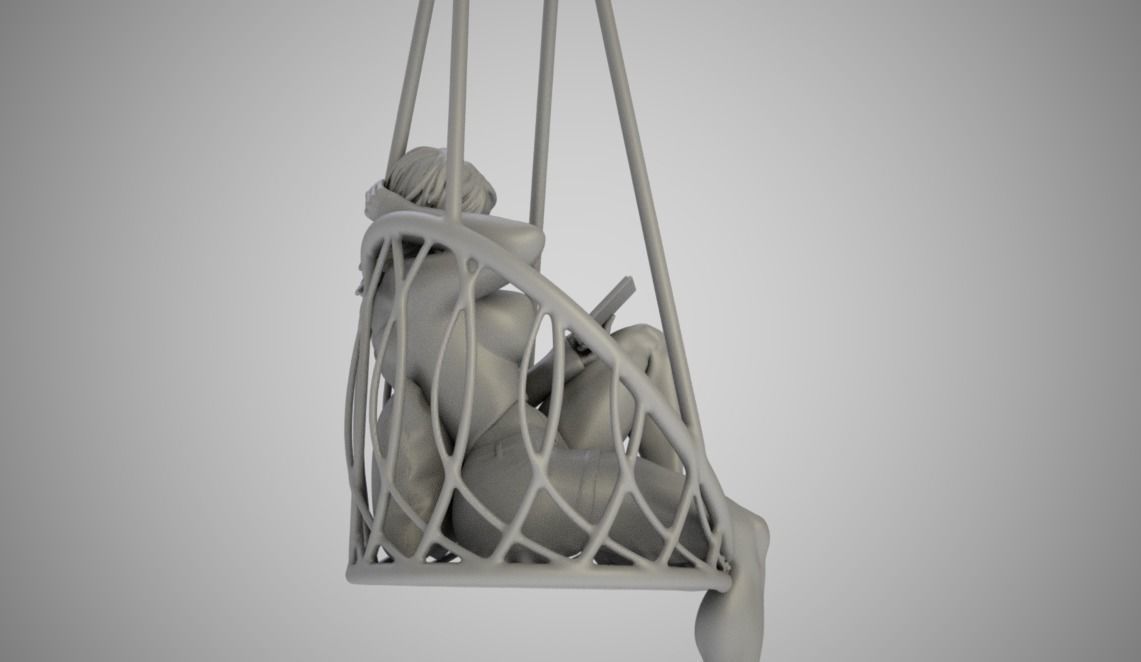Girl on Hammock Seat 3D print model_4