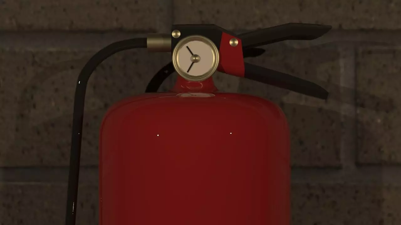 Extinguisher fire on brick wall 3D print model_0
