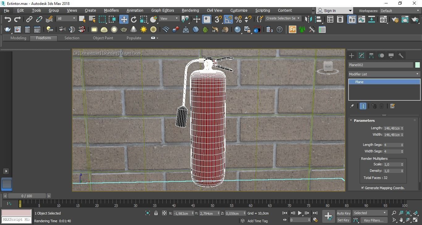 Extinguisher fire on brick wall 3D print model_3