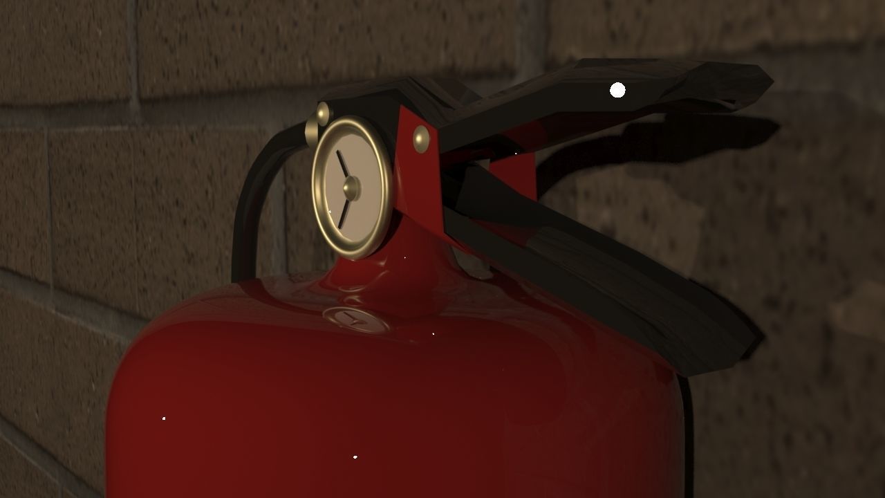 Extinguisher fire on brick wall 3D print model_1
