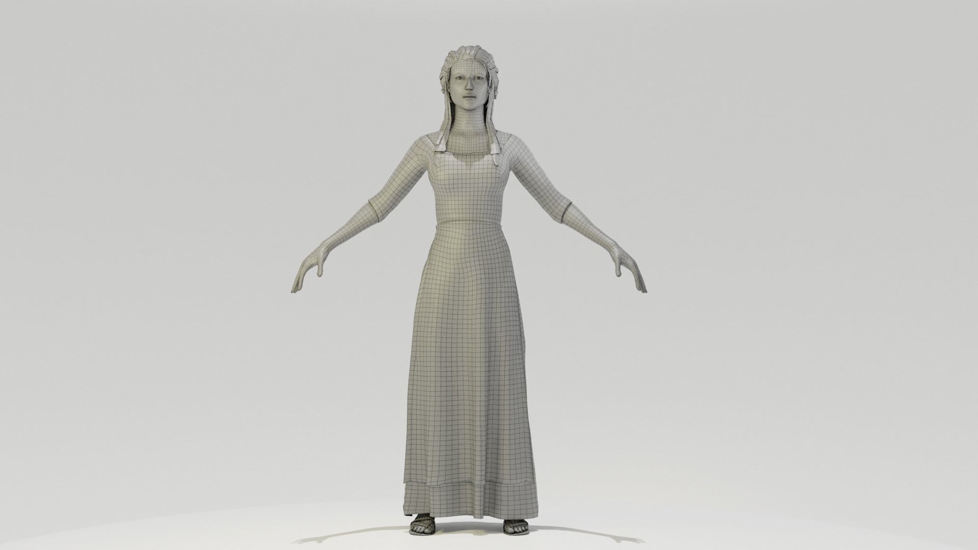 Rigged Peasant Woman 01 Low-poly 3D model_10