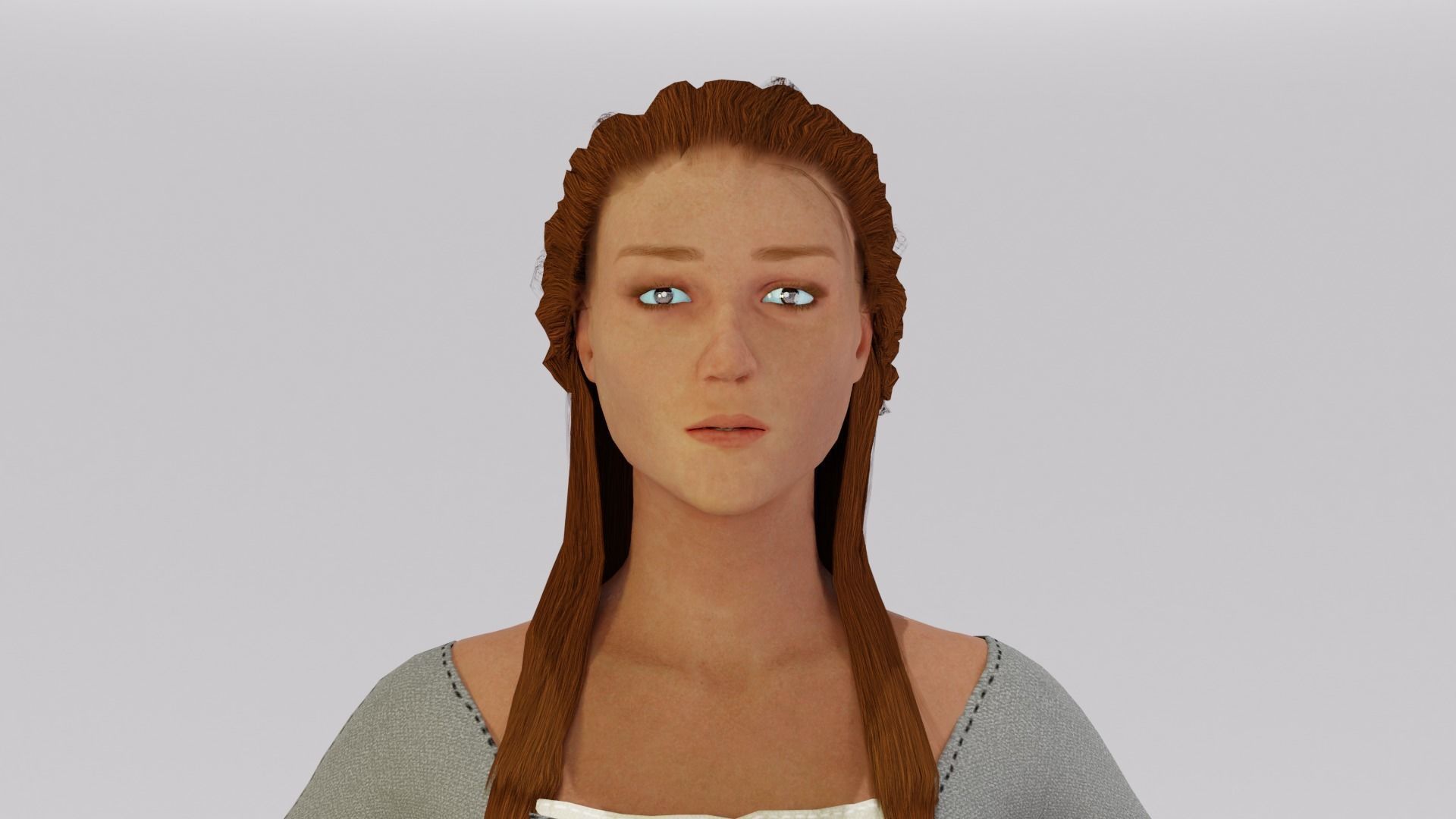 Rigged Peasant Woman 01 Low-poly 3D model_7