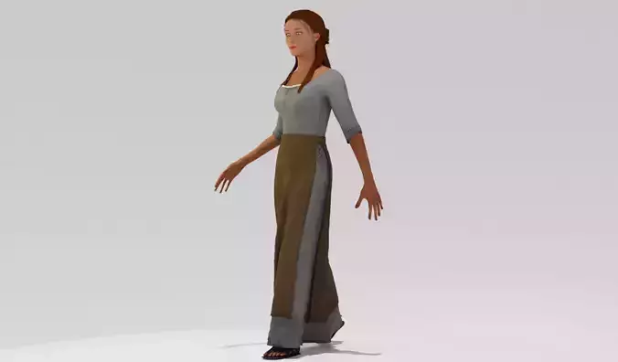 Rigged Peasant Woman 01 Low-poly 3D model