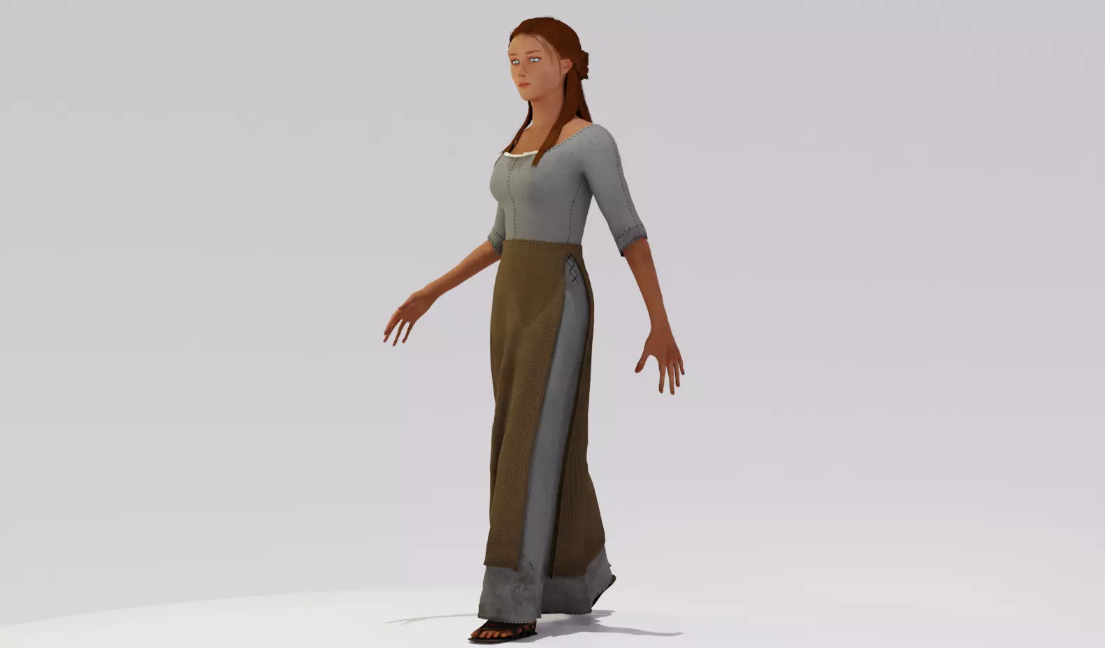 Rigged Peasant Woman 01 Low-poly 3D model_0