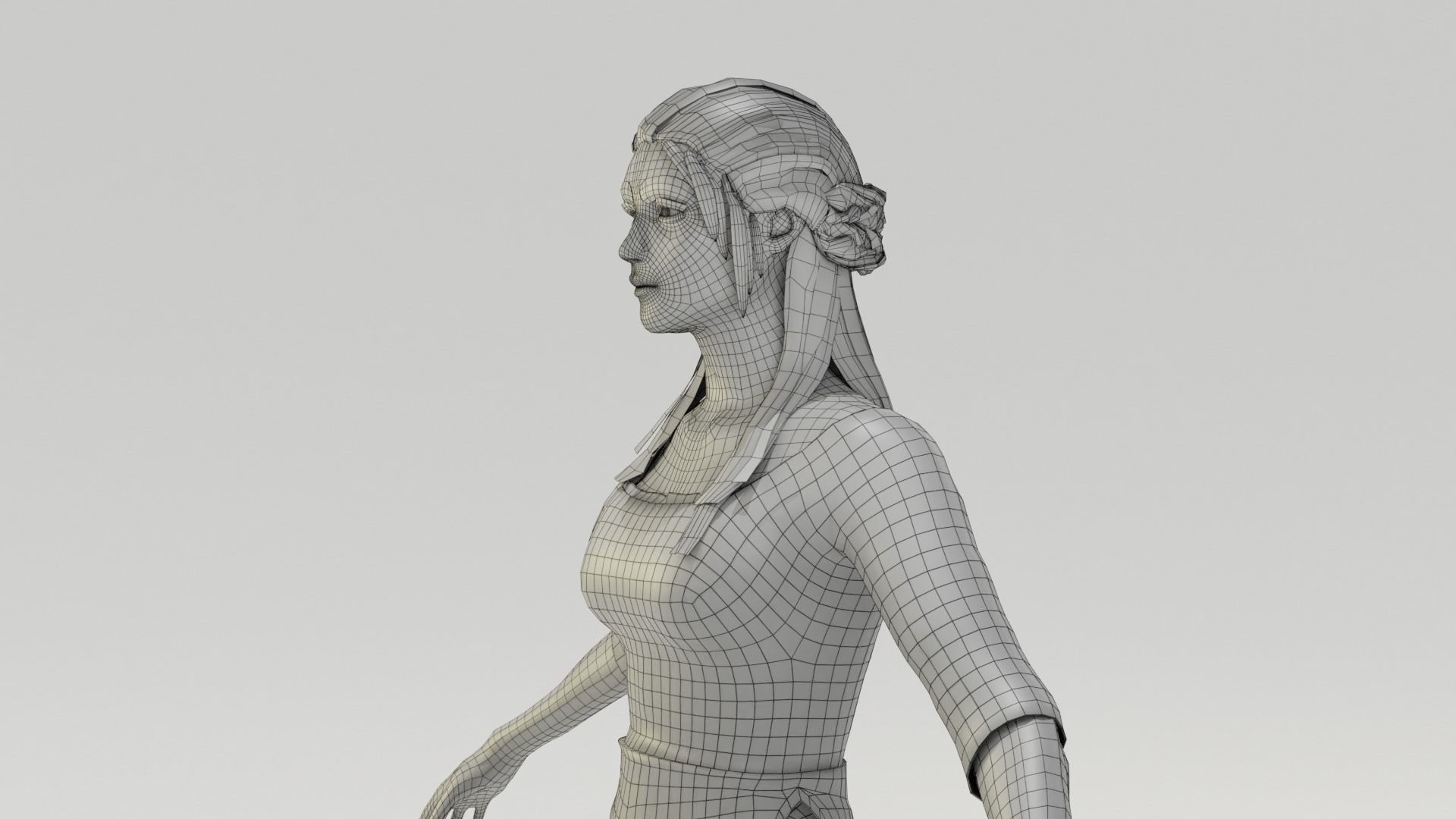 Rigged Peasant Woman 01 Low-poly 3D model_9