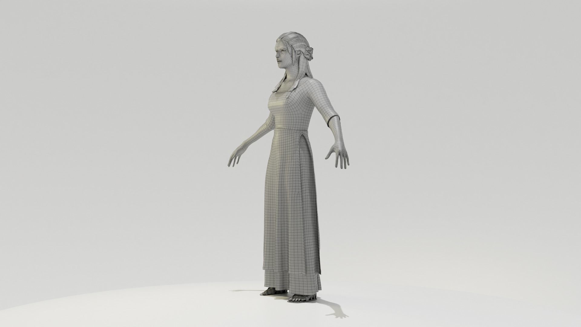 Rigged Peasant Woman 01 Low-poly 3D model_11