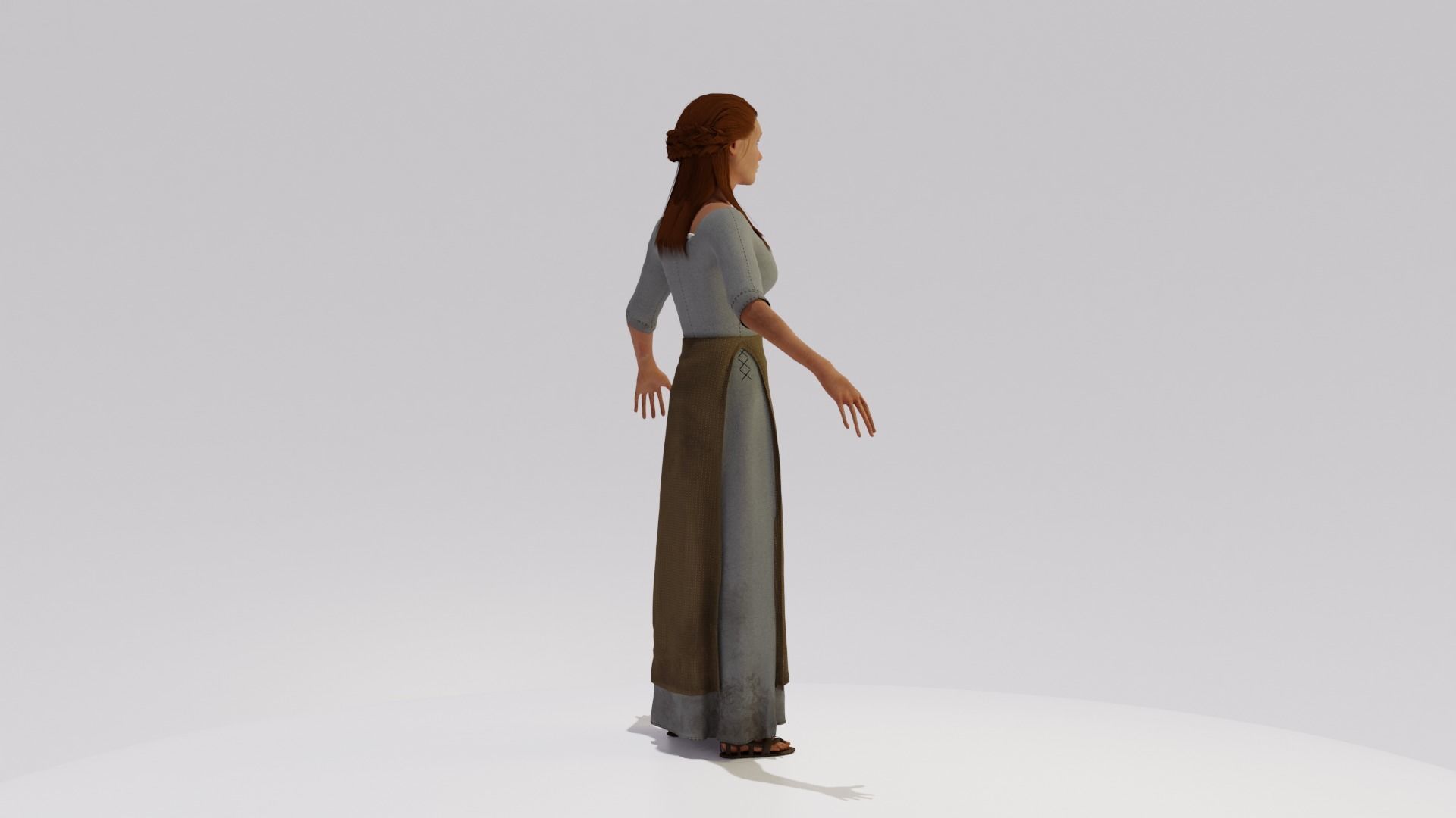Rigged Peasant Woman 01 Low-poly 3D model_5
