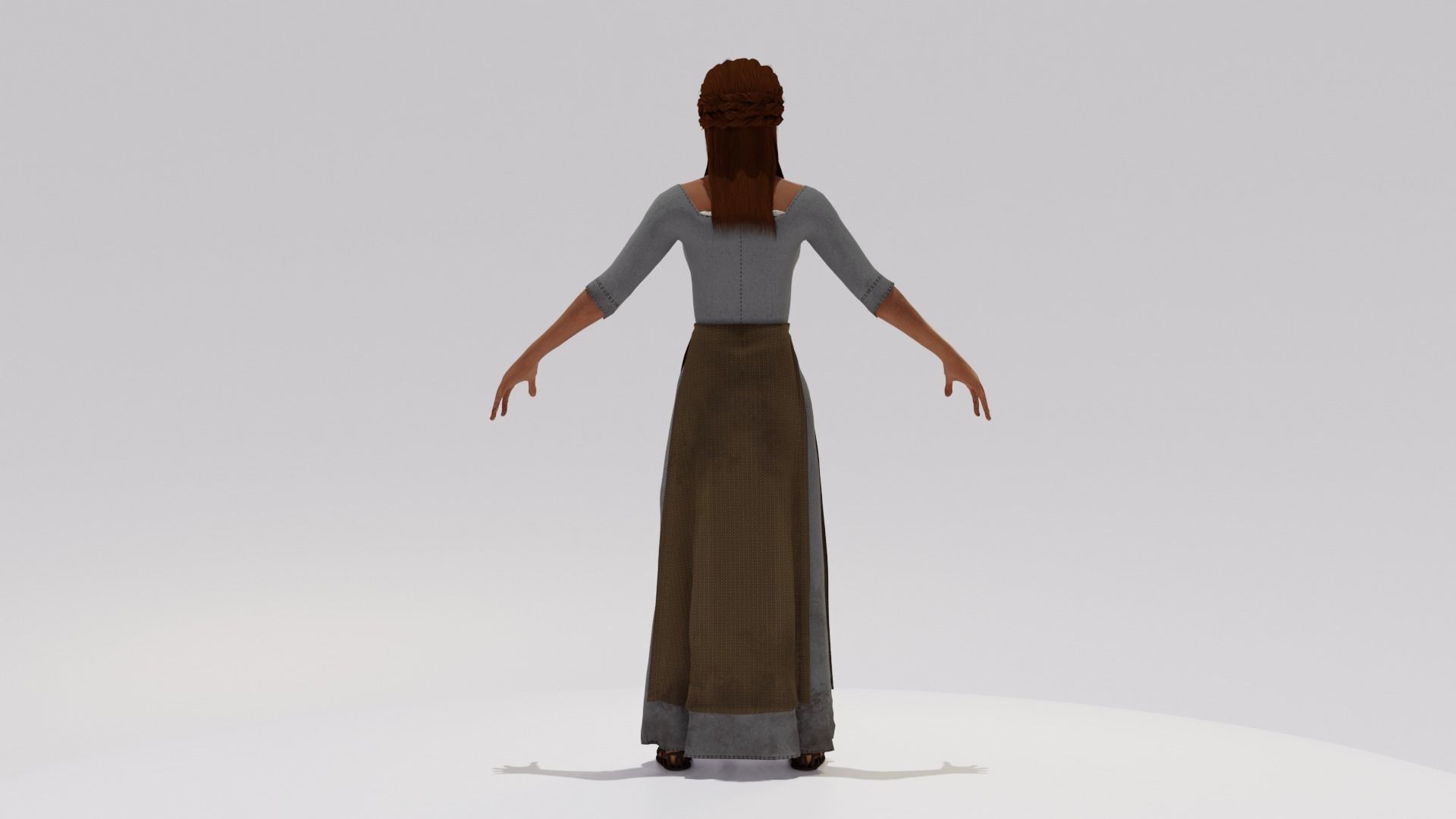 Rigged Peasant Woman 01 Low-poly 3D model_4