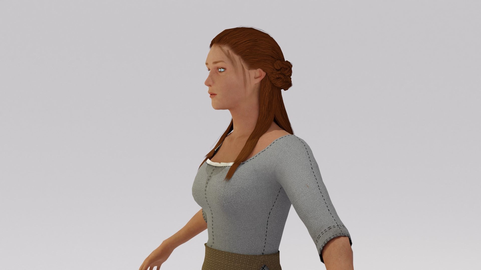 Rigged Peasant Woman 01 Low-poly 3D model_6