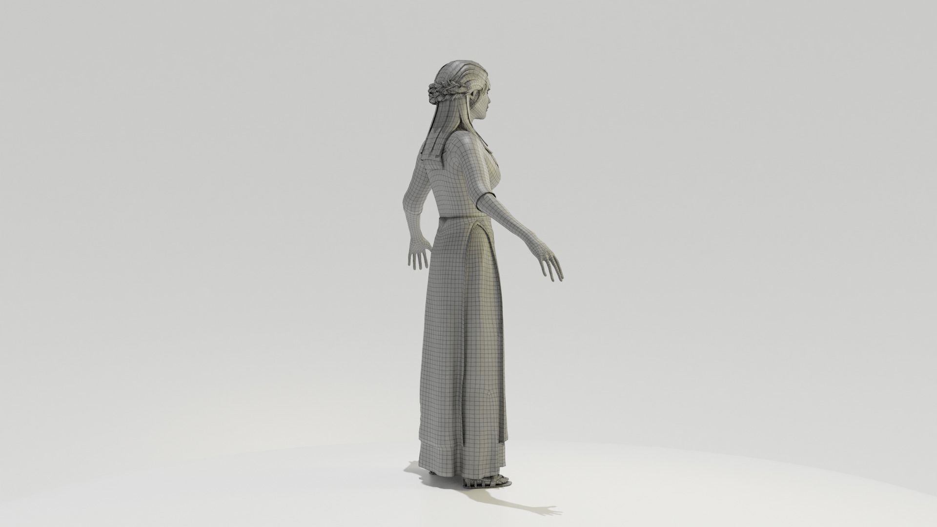 Rigged Peasant Woman 01 Low-poly 3D model_13