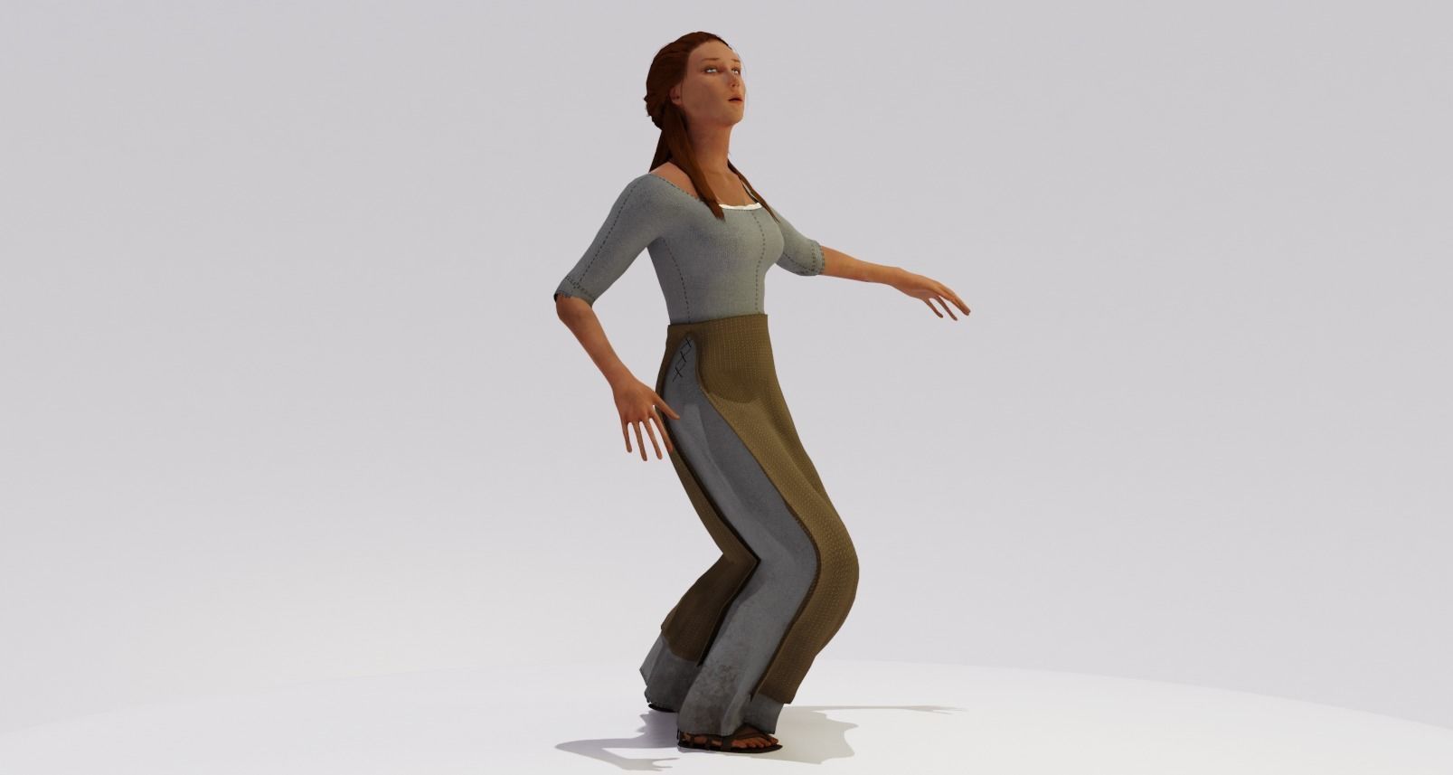 Rigged Peasant Woman 01 Low-poly 3D model_1