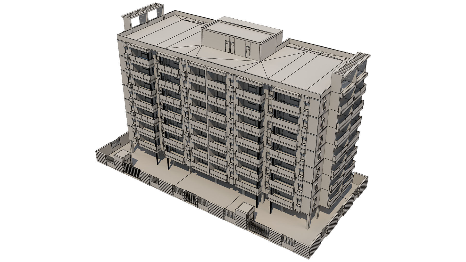 Apartment Building 14 3D model_9