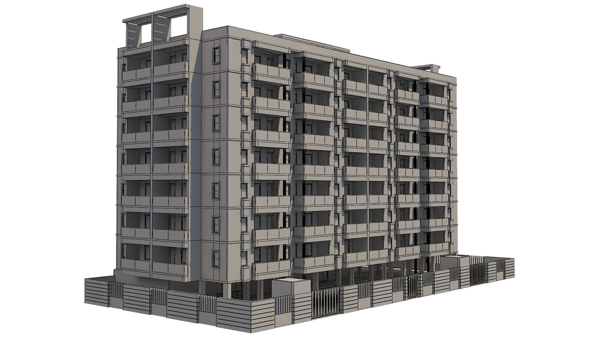 Apartment Building 14 3D model_4