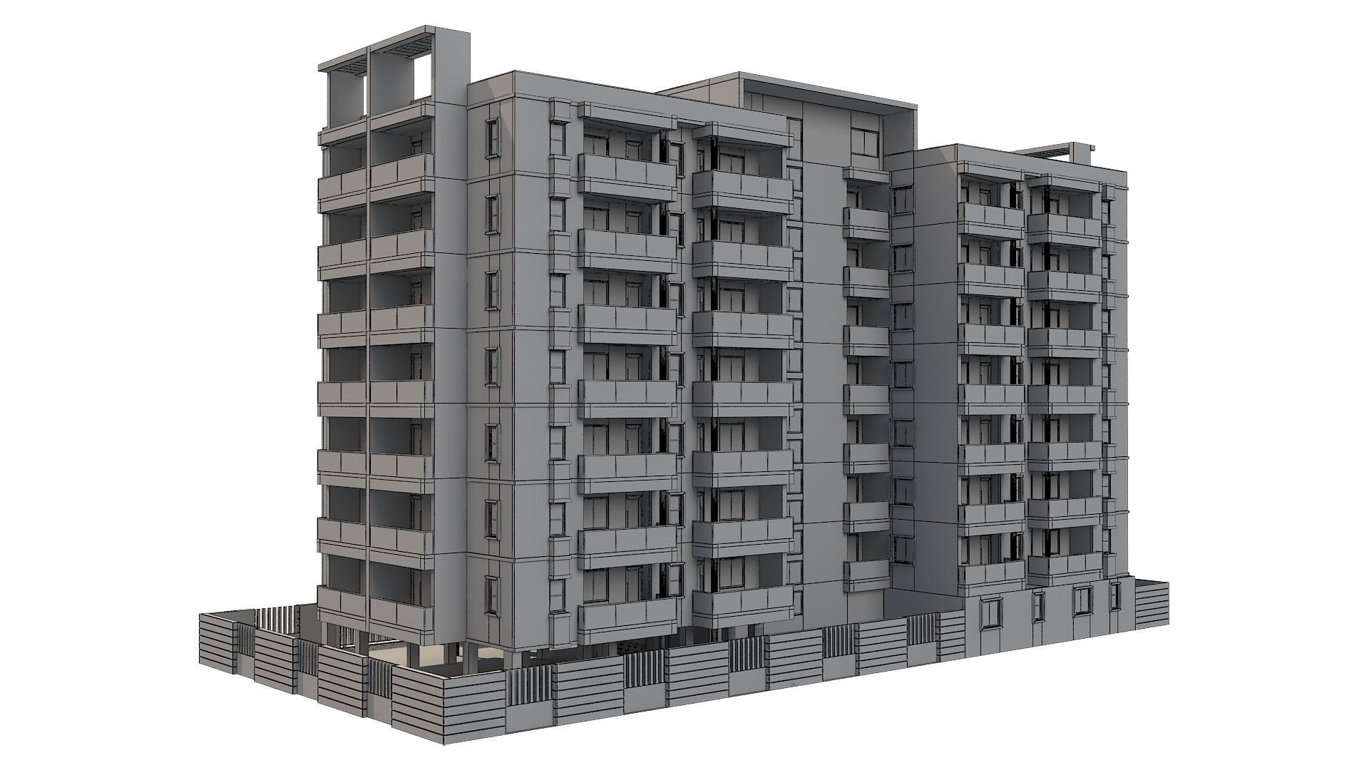 Apartment Building 14 3D model_6