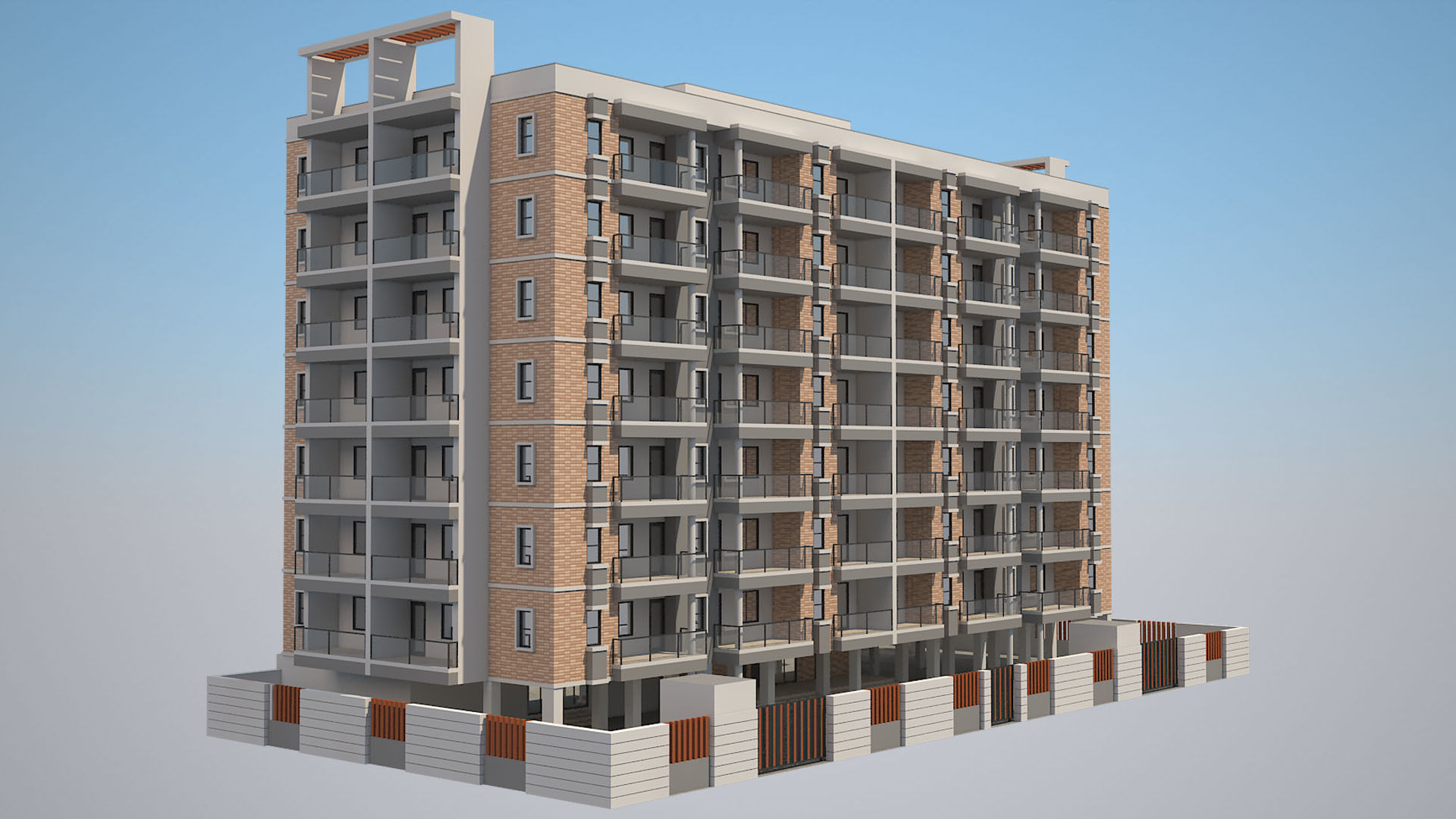 Apartment Building 14 3D model_2