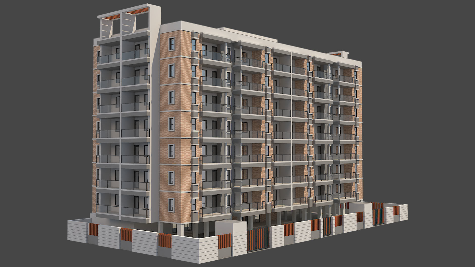 Apartment Building 14 3D model_3