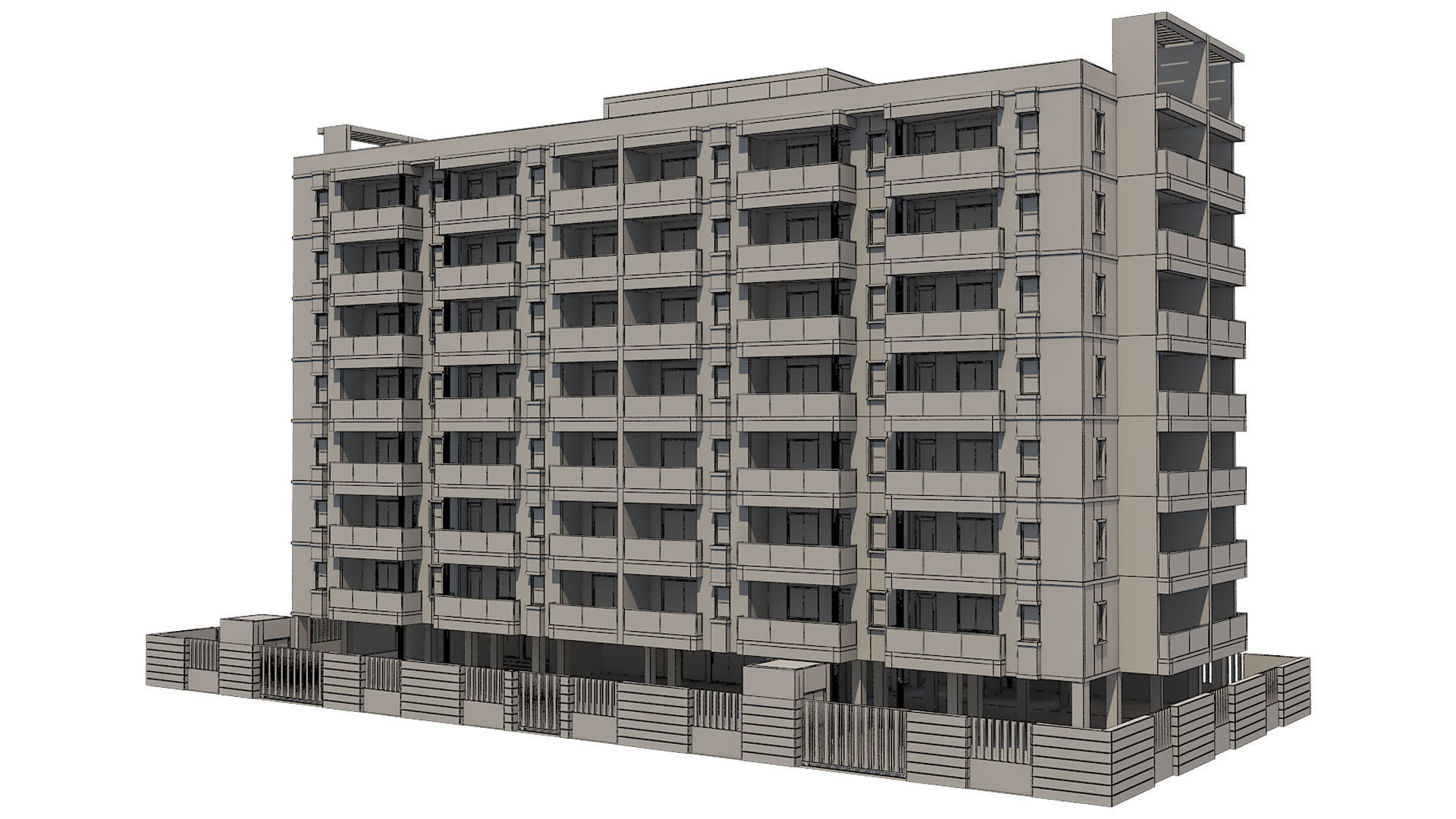 Apartment Building 14 3D model_5