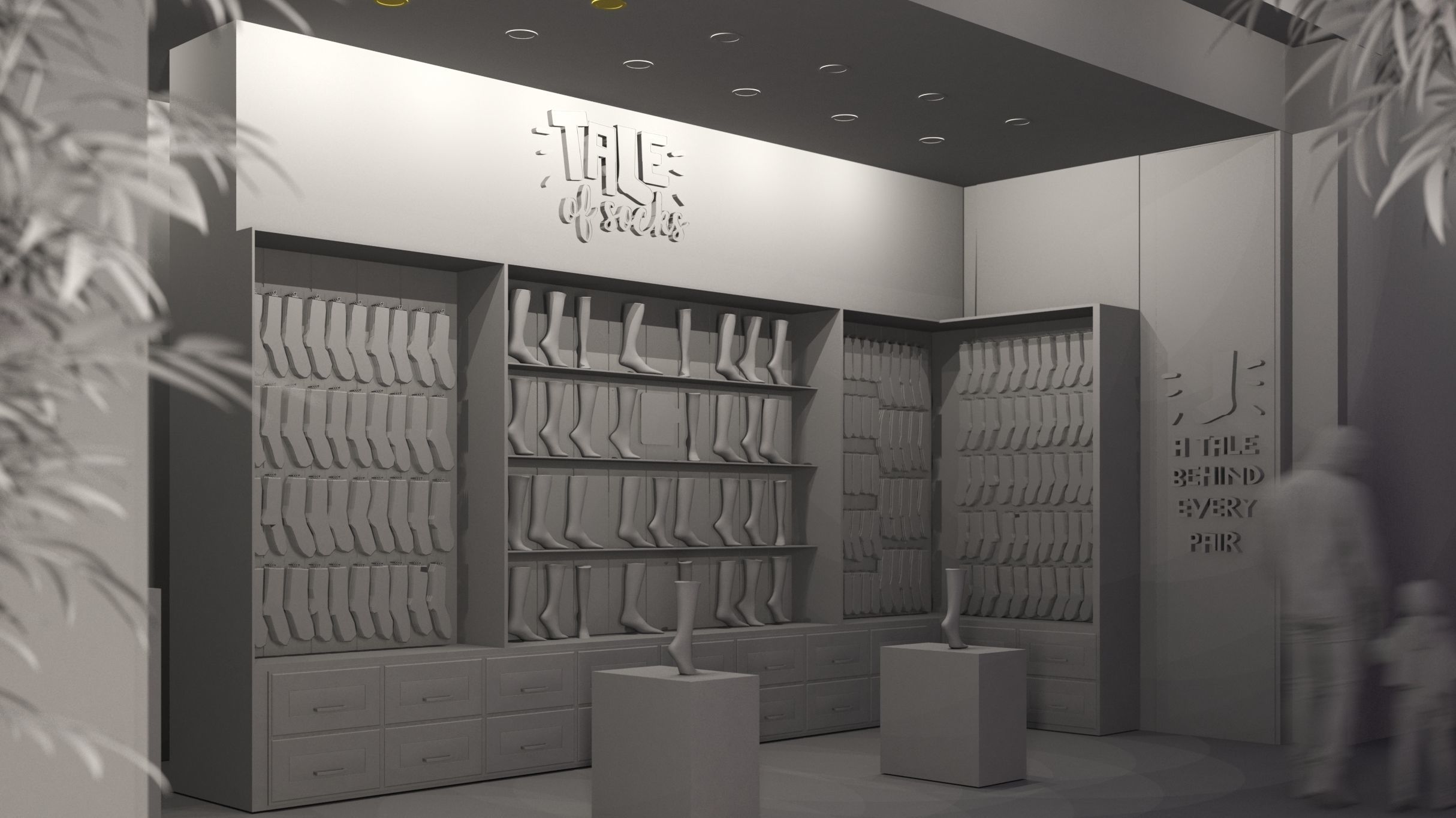SOCKS SHOP SCENE Low-poly 3D model_2